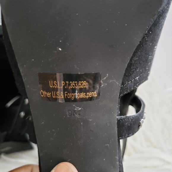 GBG Guess Black Open Toe Platform Stiletto Heels 9M - Picture 9 of 9